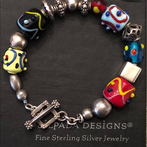 Silpada Sterling Silver Lampwork Glass Bead Toggle Clasp Bracelet B0871 - Picture 9 of 10